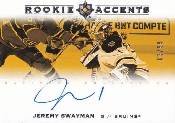 AUTO RC karta JEREMY SWAYMAN 21-22 UD Ultimate Rookies Accents /99